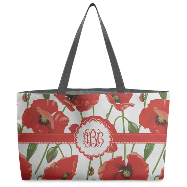 Custom Poppies Beach Totes Bag - w/ Black Handles (Personalized)