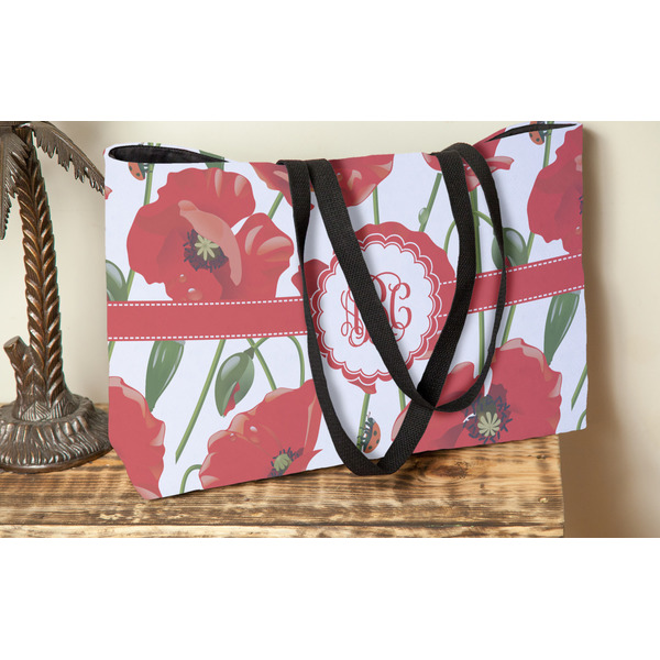 Poppies Tote w/Black Handles - Lifestyle View