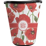 Poppies Waste Basket - Single Sided (Black) (Personalized)