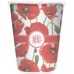 Poppies Waste Basket - Single Sided (White) (Personalized)