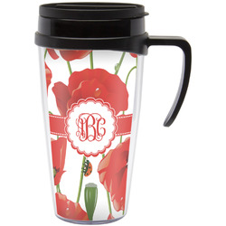 Poppies Acrylic Travel Mug with Handle (Personalized)
