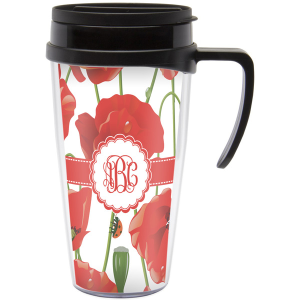 Custom Poppies Acrylic Travel Mug with Handle (Personalized)