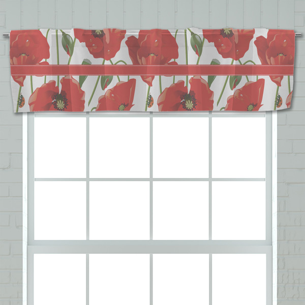 Poppies Valance - Closeup on window