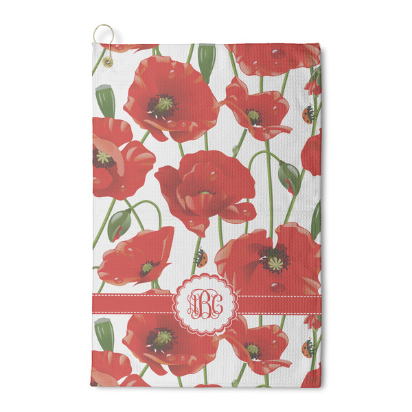 Custom Poppies Waffle Weave Golf Towel (Personalized)