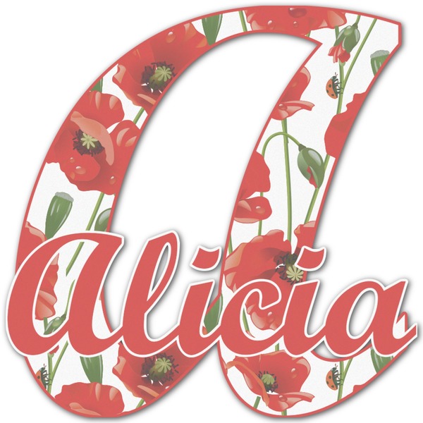 Custom Poppies Name & Initial Decal - Up to 18"x18" (Personalized)