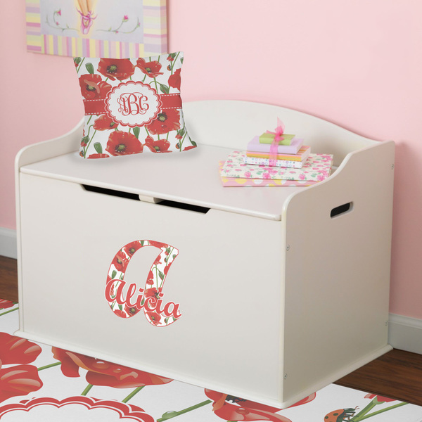 Poppies Wall Name & Initial Small on Toy Chest