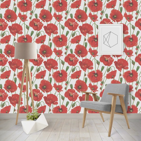 Custom Poppies Wallpaper & Surface Covering (Water Activated - Removable)
