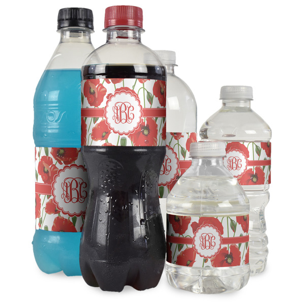 Poppies Water Bottle Label - Multiple Bottle Sizes