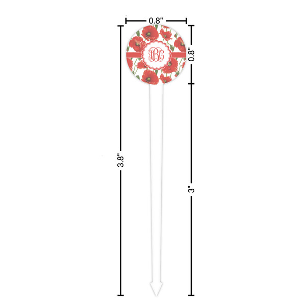 Poppies White Plastic 4" Food Pick - Round - Dimensions