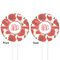 Poppies White Plastic 4" Food Pick - Round - Double Sided - Front & Back