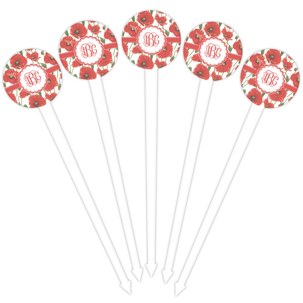Poppies White Plastic 4" Food Pick - Round - Fan View