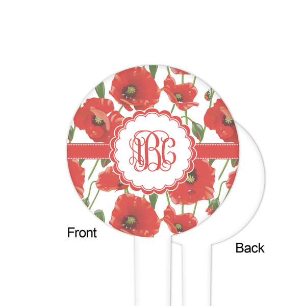 Poppies White Plastic 4" Food Pick - Round - Single Sided - Front & Back