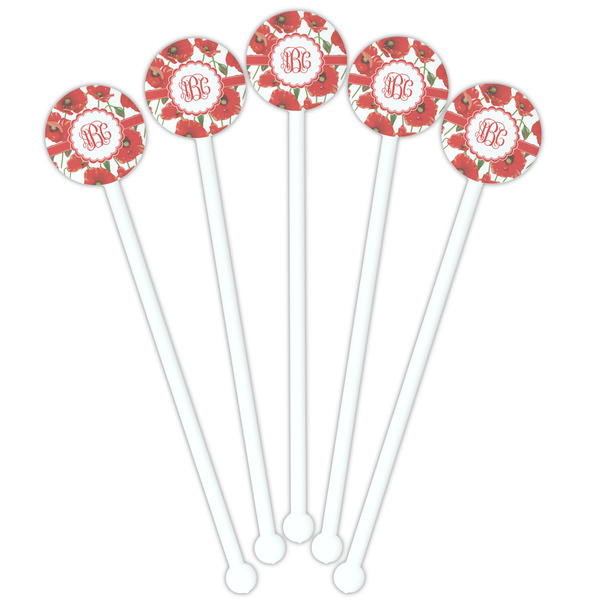 Poppies White Plastic 5.5" Stir Stick - Fan View