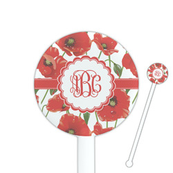 Poppies 5.5" Round Plastic Stir Sticks - White - Double Sided (Personalized)