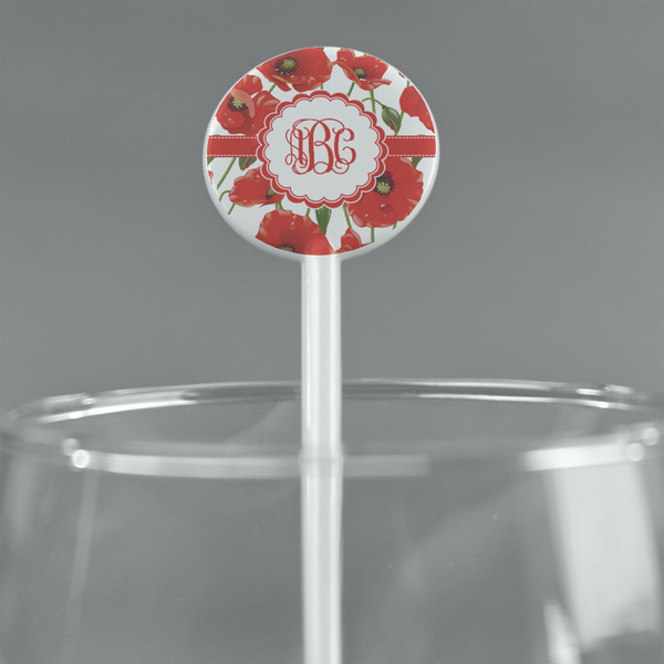 Poppies White Plastic 5.5" Stir Stick - Round - Main