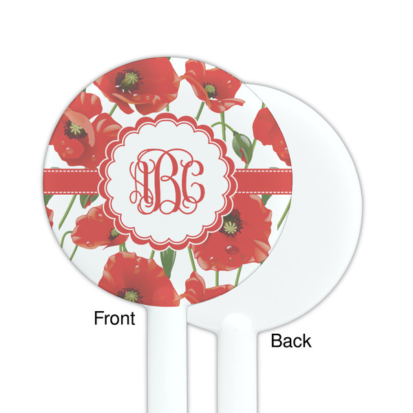 Poppies White Plastic 5.5" Stir Stick - Single Sided - Round - Front & Back