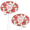Poppies White Plastic 7" Stir Stick - Double Sided - Oval - Front & Back