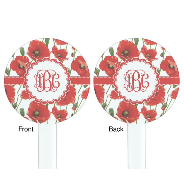 Poppies White Plastic 7" Stir Stick - Double Sided - Round - Front & Back
