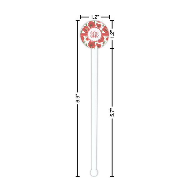 Poppies White Plastic 7" Stir Stick - Round - Dimensions