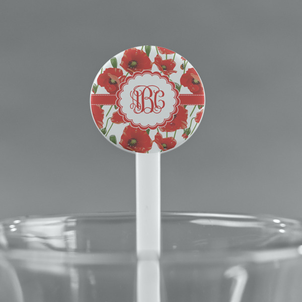 Poppies White Plastic 7" Stir Stick - Round - Main