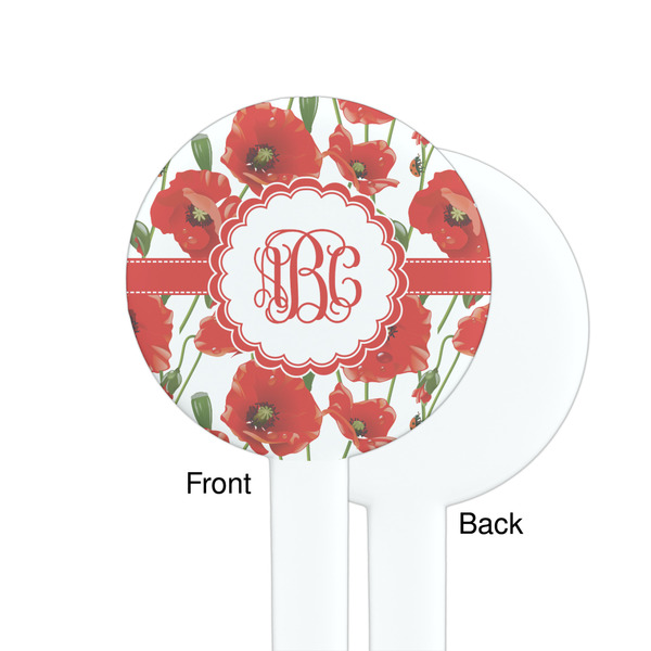 Poppies White Plastic 7" Stir Stick - Single Sided - Round - Front & Back