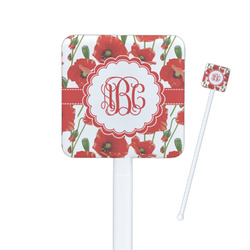 Poppies Square Plastic Stir Sticks - Double Sided (Personalized)