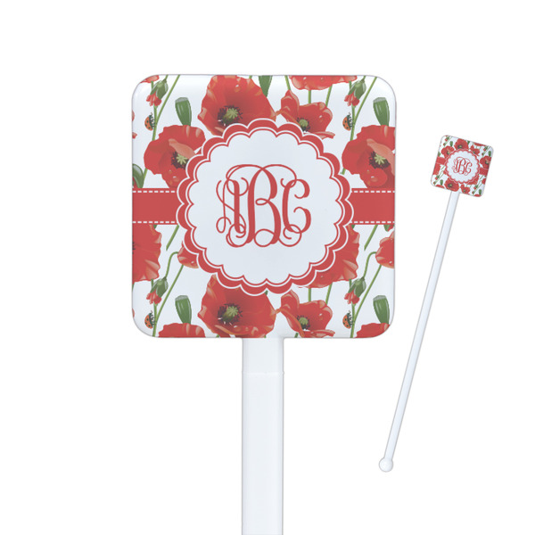 Custom Poppies Square Plastic Stir Sticks (Personalized)