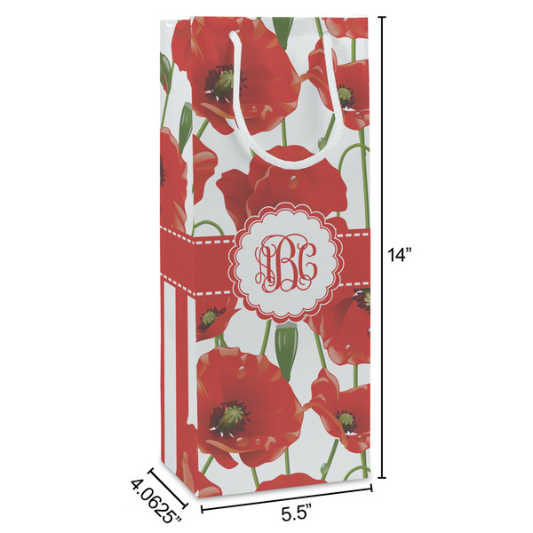 Poppies Wine Gift Bag - Dimensions