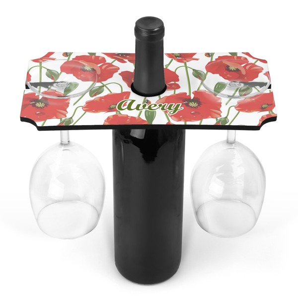 Custom Poppies Wine Bottle & Glass Holder (Personalized)