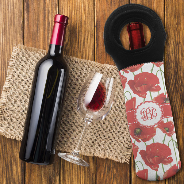 Poppies Wine Tote Bag - FLATLAY