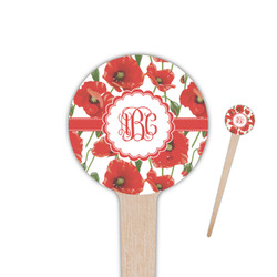 Poppies 4" Round Wooden Food Picks - Single Sided (Personalized)