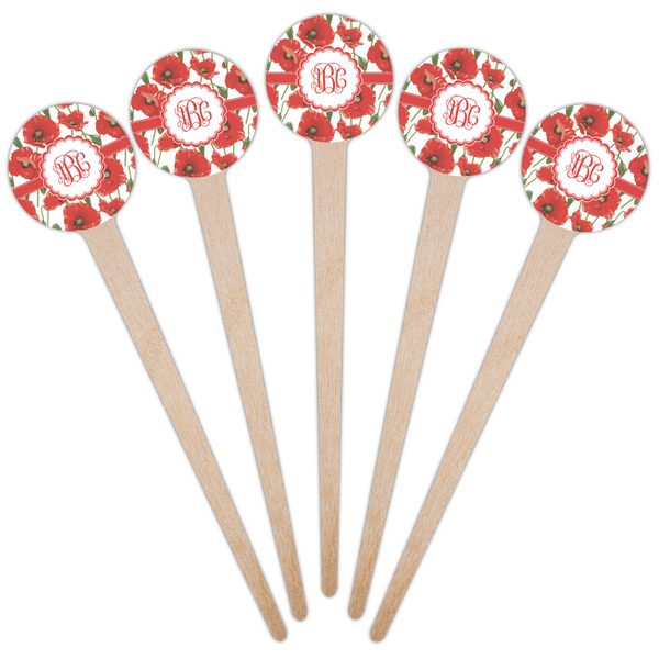 Poppies Wooden 4" Food Pick - Round - Fan View