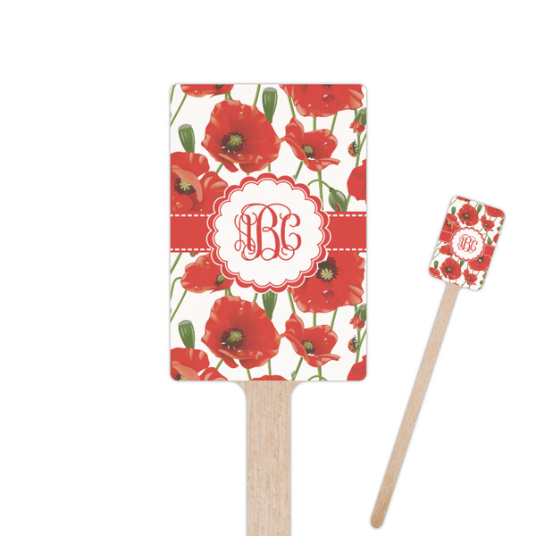 Custom Poppies 6.25" Rectangle Wooden Stir Sticks - Single Sided (Personalized)