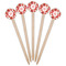 Poppies Wooden 6" Food Pick - Round - Fan View