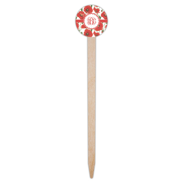 Poppies Wooden 6" Food Pick - Round - Single Pick