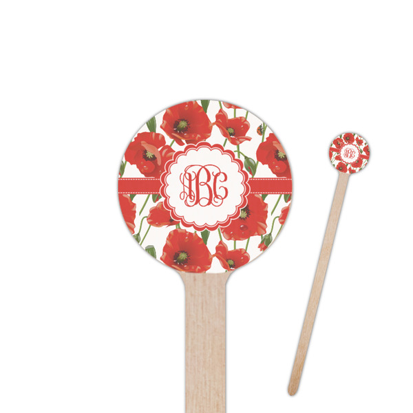 Custom Poppies 6" Round Wooden Stir Sticks - Single Sided (Personalized)