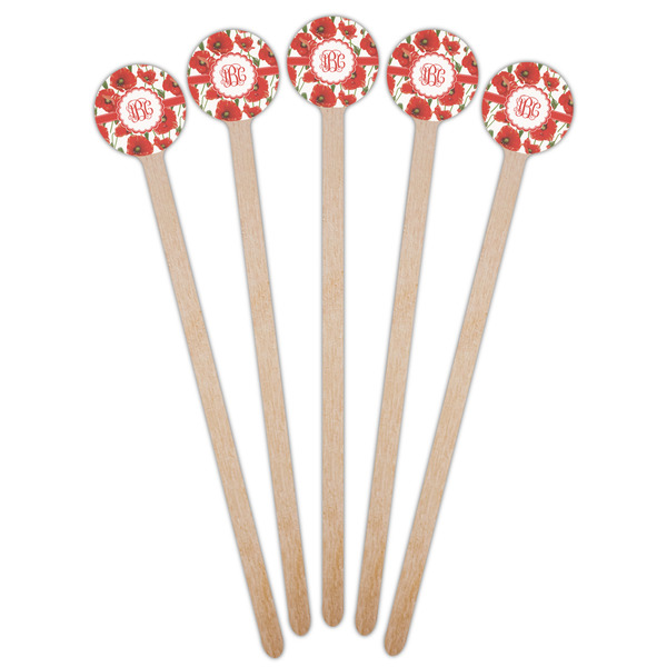 Poppies Wooden 6" Stir Stick - Round - Fan View