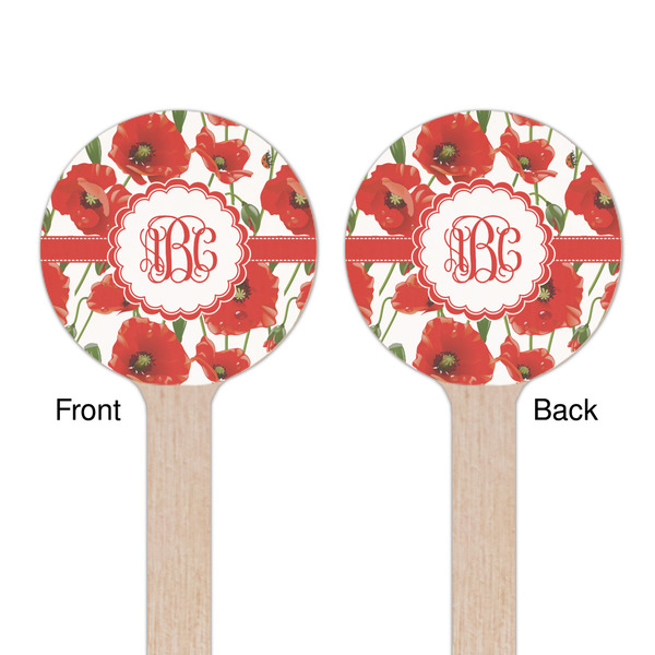 Poppies Wooden 7.5" Stir Stick - Round - Double Sided - Front & Back
