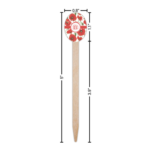 Poppies Wooden Food Pick - Oval - Dimensions