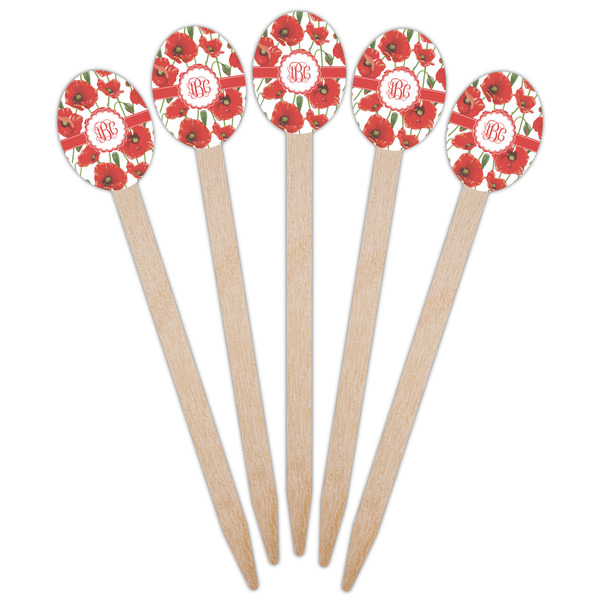 Poppies Wooden Food Pick - Oval - Fan View