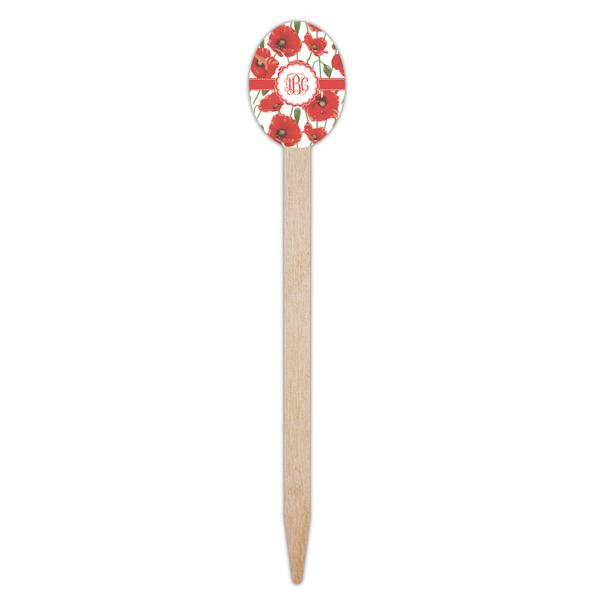 Poppies Wooden Food Pick - Oval - Single Pick