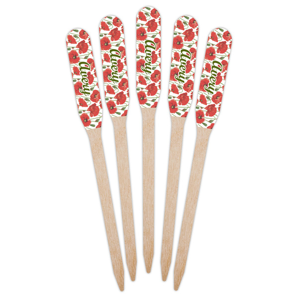Poppies Wooden Food Pick - Paddle - Fan View