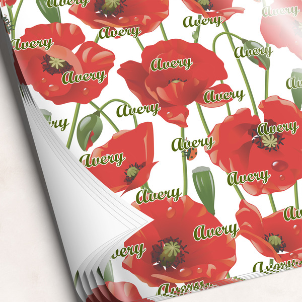 Custom Poppies Wrapping Paper Sheets - Single-Sided - 20" x 28" (Personalized)