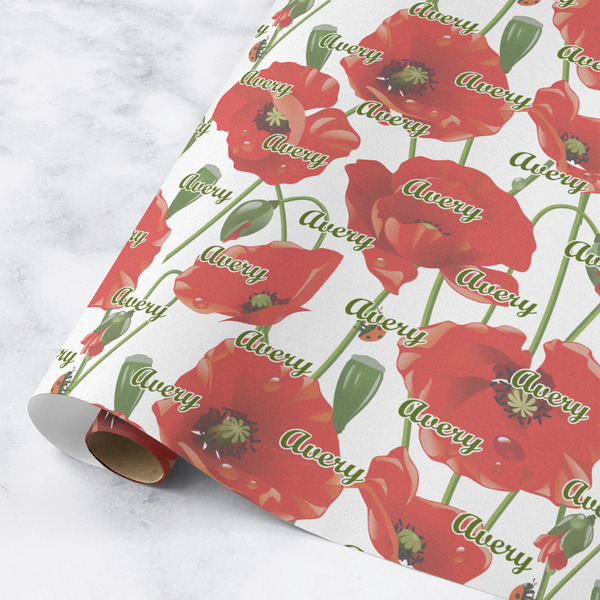 Custom Poppies Wrapping Paper Roll - Medium - Matte (Personalized)