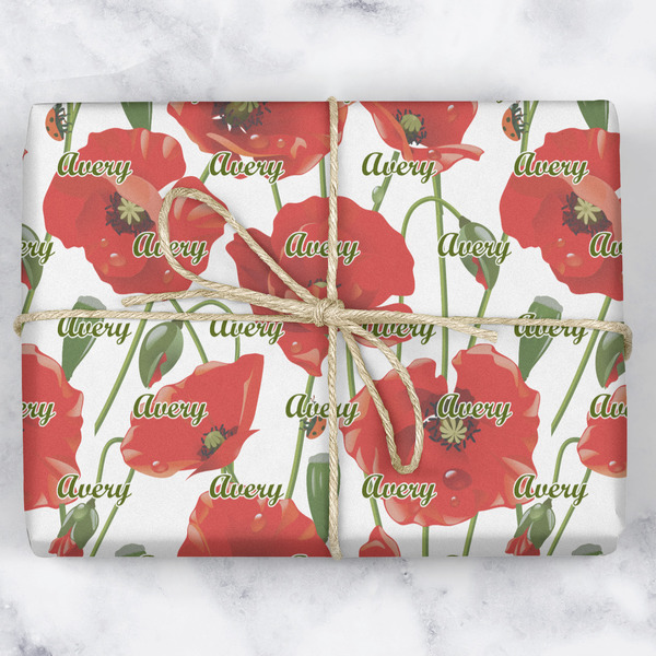 Poppies Wrapping Paper Roll - Matte - Wrapped Box