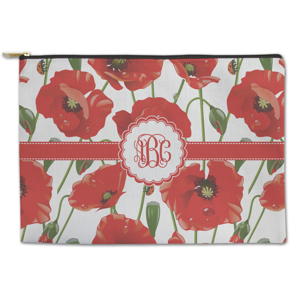 Custom Poppies Zipper Pouch - Large - 12.5"x8.5" (Personalized)