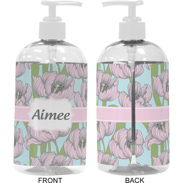Wild Tulips 16 oz Plastic Liquid Dispenser- Approval- White