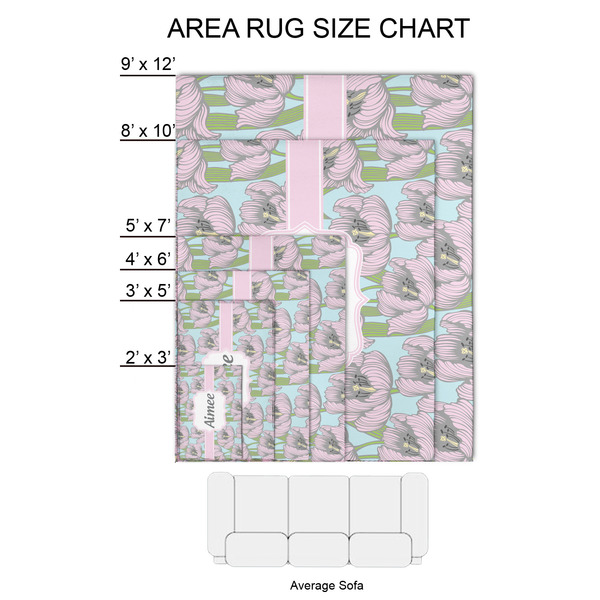 Wild Tulips 2'x3' Indoor Area Rugs - Size Chart