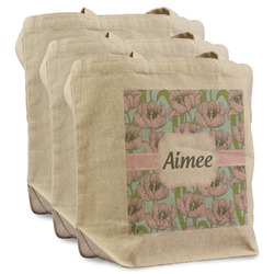 Wild Tulips Reusable Cotton Grocery Bags - Set of 3 (Personalized)