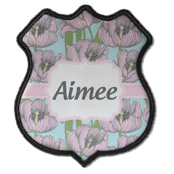 Wild Tulips Iron On Shield Patch C w/ Name or Text
